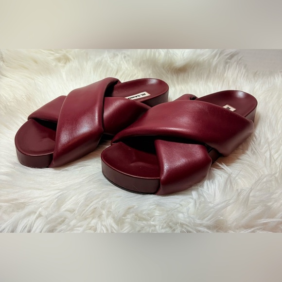 JIL SANDER Crossover Burgundy Leather Sandals - Picture 4 of 11